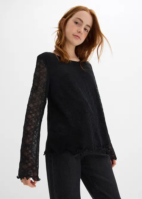 Maglia in pizzo a maniche lunghe, bonprix