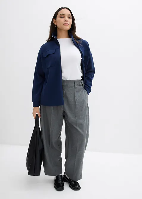 Felpa con zip in misto viscosa leggermente lucido, bonprix