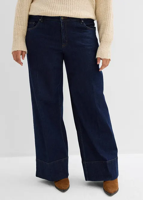 Jeans wide leg con cotone biologico, vita media, bonprix