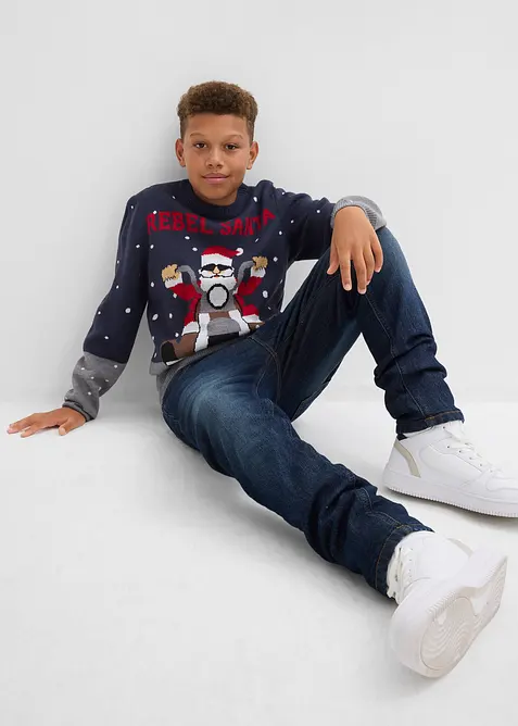 Maglione in filato fine con motivo natalizio, bonprix