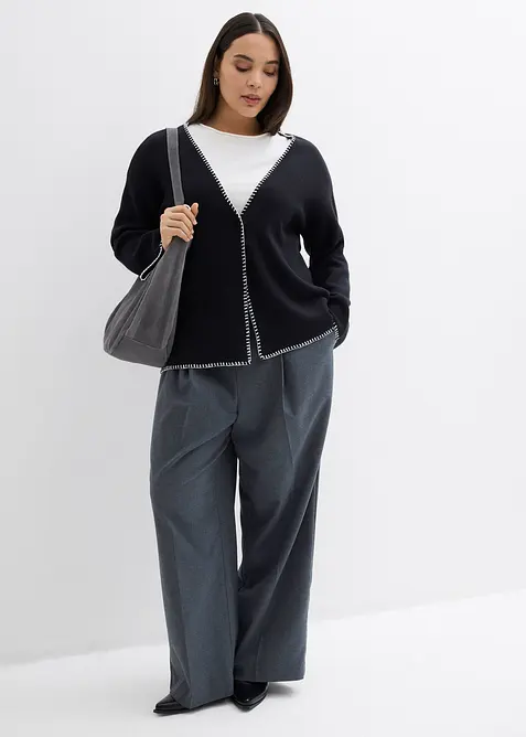 Cardigan in misto lana con dettagli a contrasto, bonprix