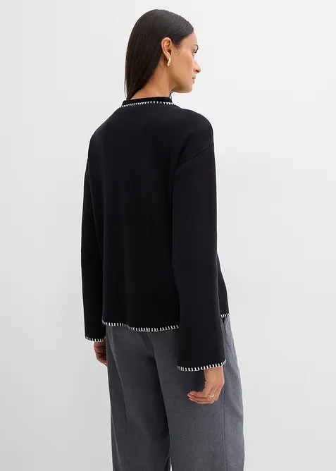 Cardigan in misto lana con dettagli a contrasto, bonprix