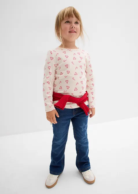 Maglia a maniche lunghe in misto cotone biologico elasticizzato, bonprix