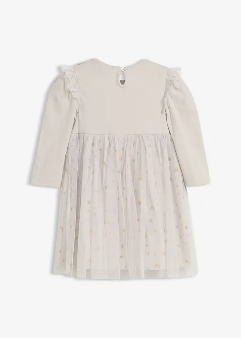 Abito con body, ruche e tulle, bonprix