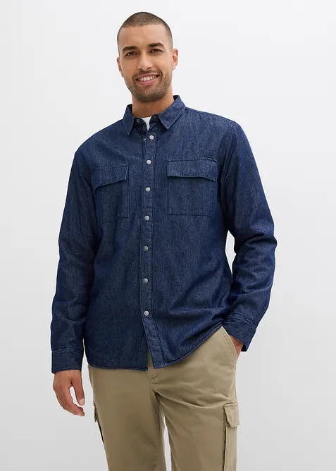 Camicia di jeans termica con fodera di flanella, bonprix