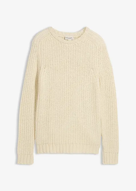 Maglione in morbido misto cotone a filato grosso, bonprix