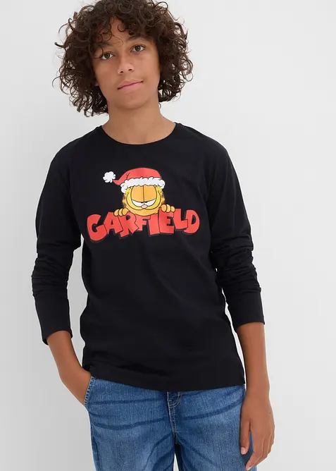 Maglia natalizia in puro cotone a maniche lunghe con Garfield, Garfield