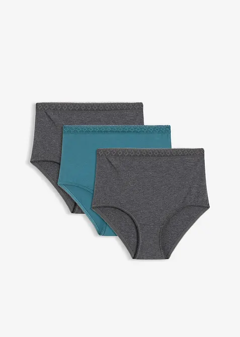 Slip a vita alta con cotone (pacco da 3), bonprix