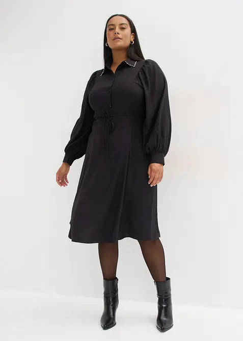 Abito midi con applicazione di perline, bonprix