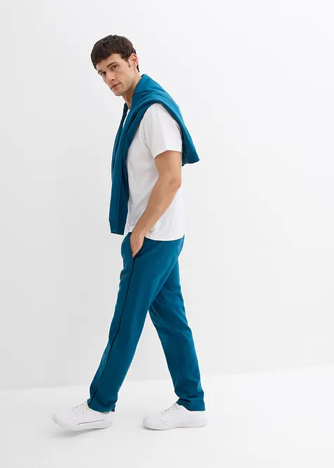 Pantaloni in felpa con dettagli a contrasto in puro cotone, bonprix