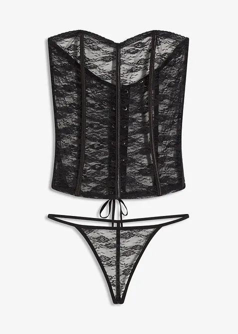 Corsetto e perizoma in pizzo (set 2 pezzi), bonprix