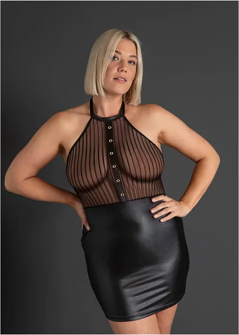 Mini abito effetto bagnato con collarino, bonprix