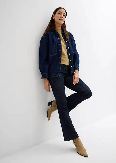 Jeans bootcut elasticizzati, vita media, bonprix