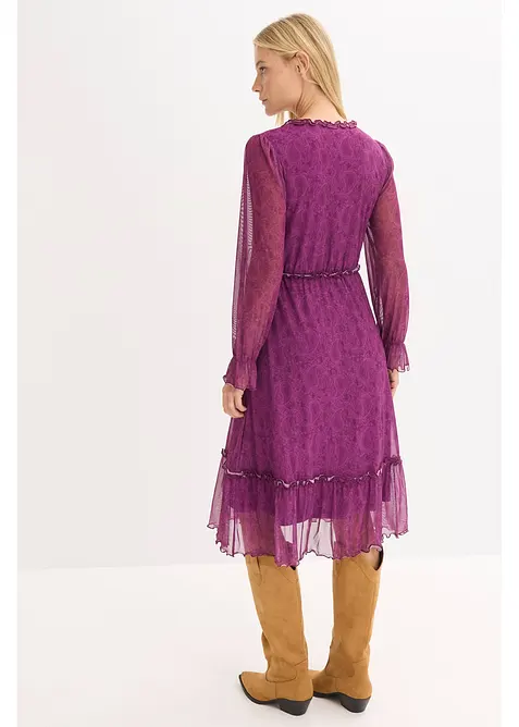 Abito midi in jersey e mesh, bonprix