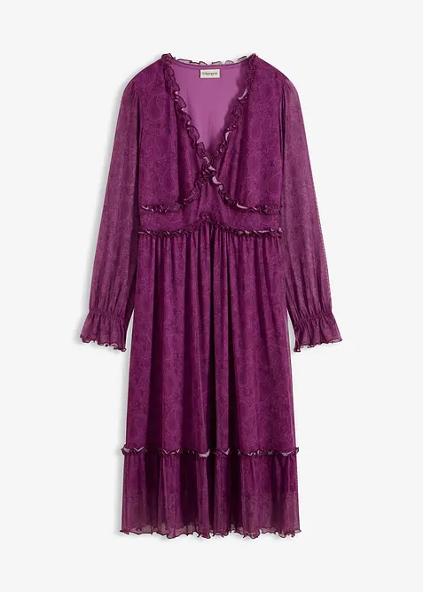 Abito midi in jersey e mesh, bonprix