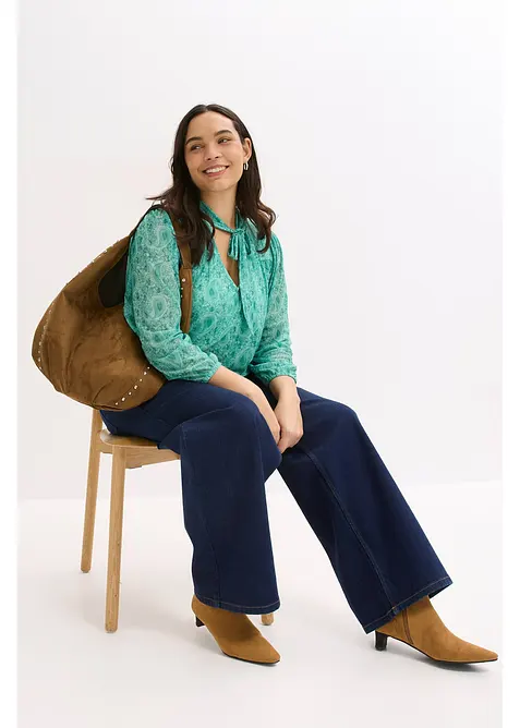 Maglia a maniche lunghe in mesh delicato, bonprix