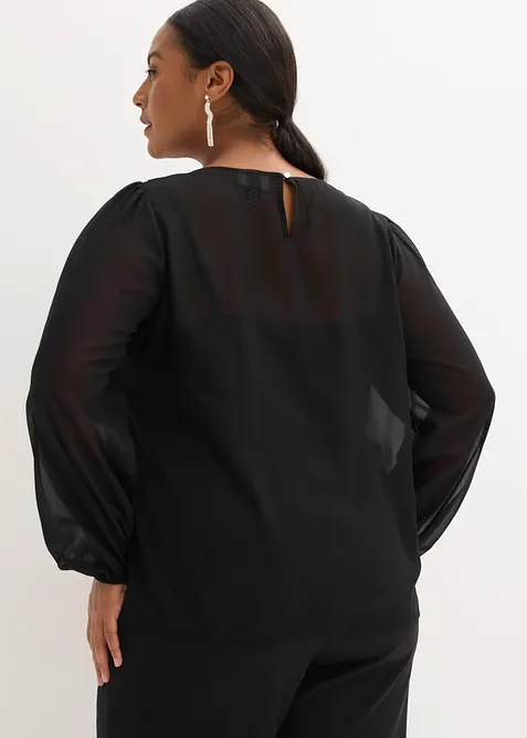 Blusa di chiffon con strass, bonprix