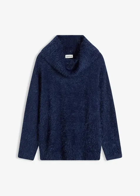 Maglione a collo alto in morbido filato effetto piume, bonprix
