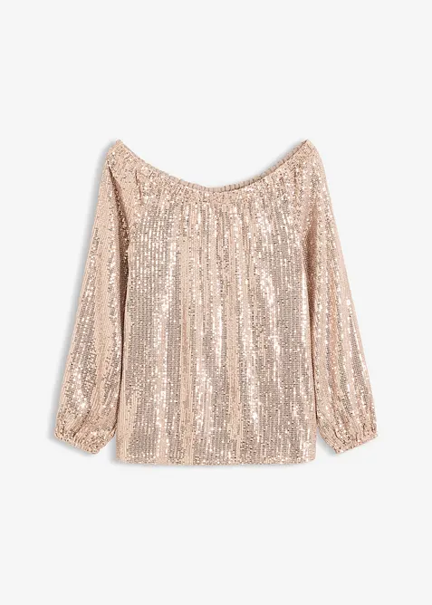 Maglia con spalle scoperte oversize con paillettes, bonprix