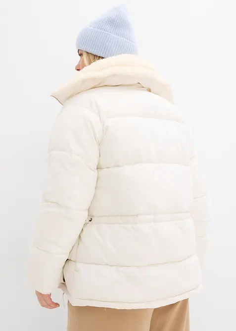 Giacca trapuntata con collo in teddy, bonprix