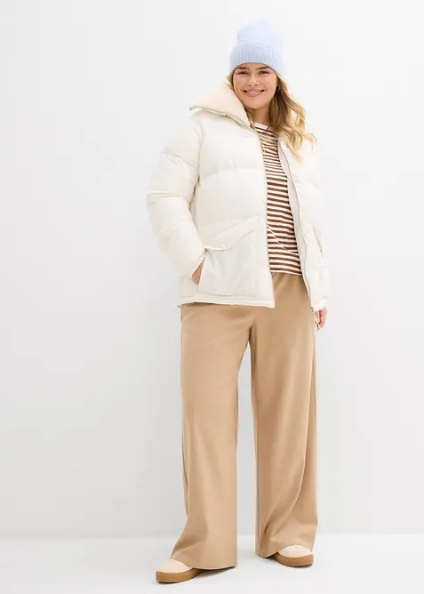 Giacca trapuntata con collo in teddy, bonprix