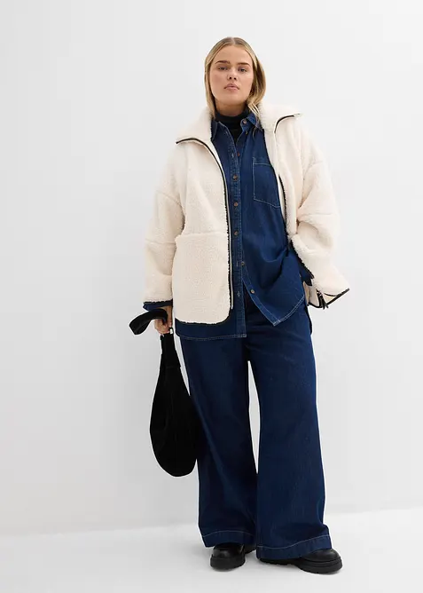 Giacca oversize in pile teddy, bonprix