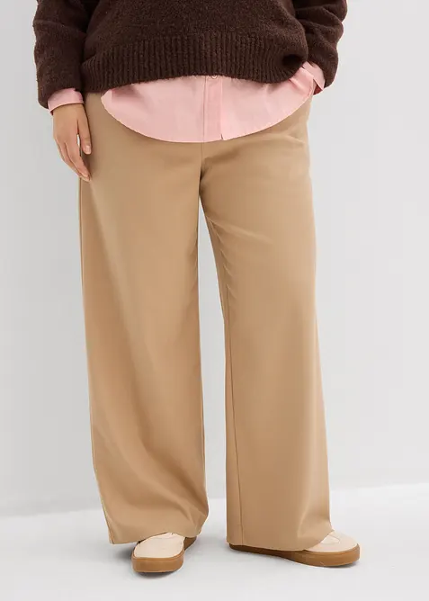 Pantaloni effetto lana con elastico in vita, bonprix