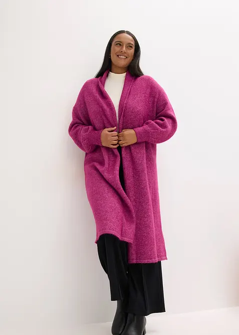 Maxi cardigan con effetto peloso, bonprix