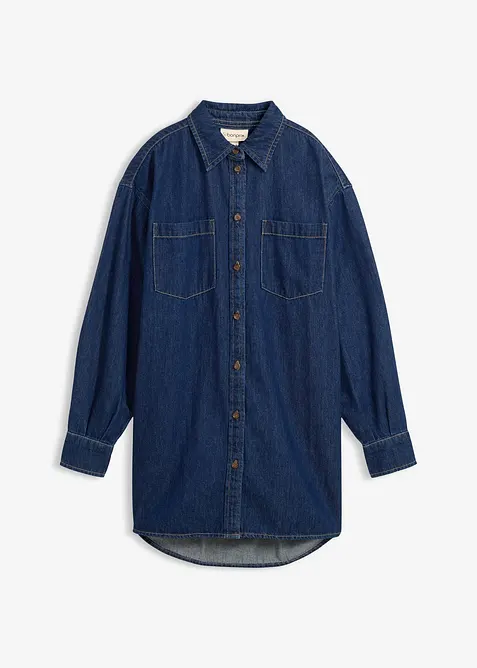Camicia di jeans oversize in denim robusto di puro cotone, bonprix