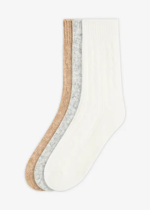 Calzini con motivo a treccia (pacco da 3 paia), bonprix