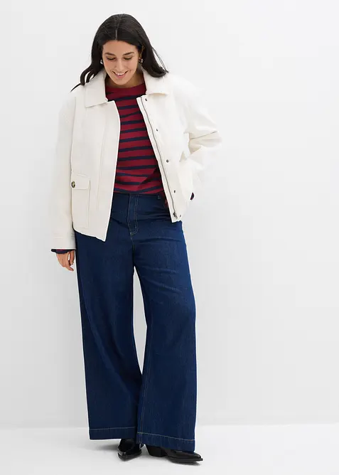 Jeans straight larghi a vita alta, bonprix