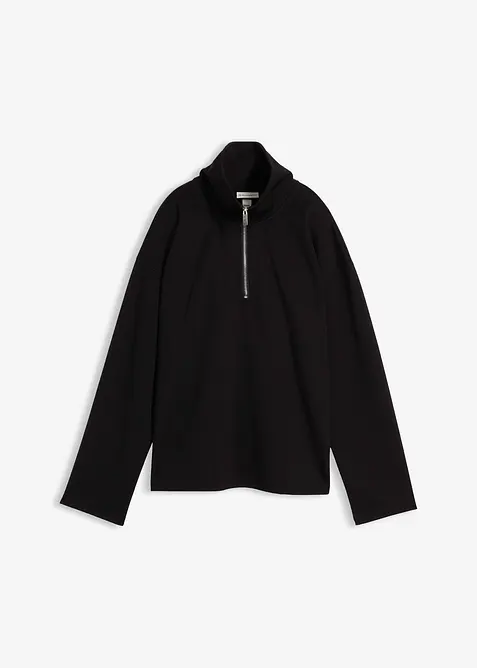 Maglione con mezza zip in misto viscosa, bonprix