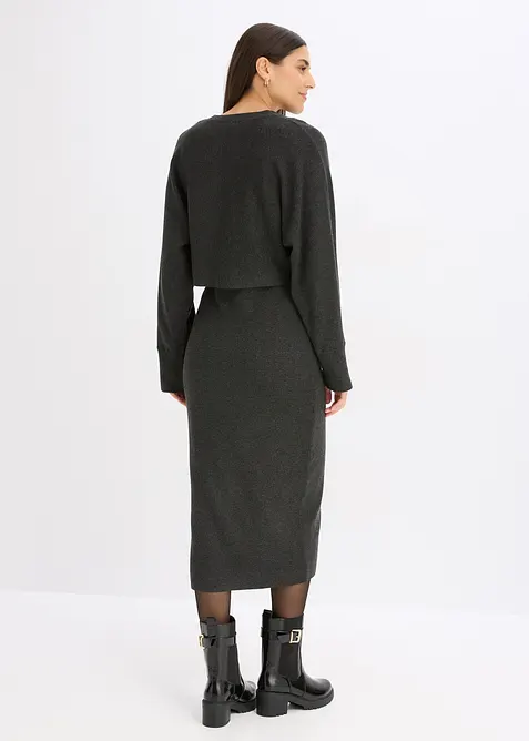 Abito in maglia e maglione abbinato (set 2 pezzi), bonprix
