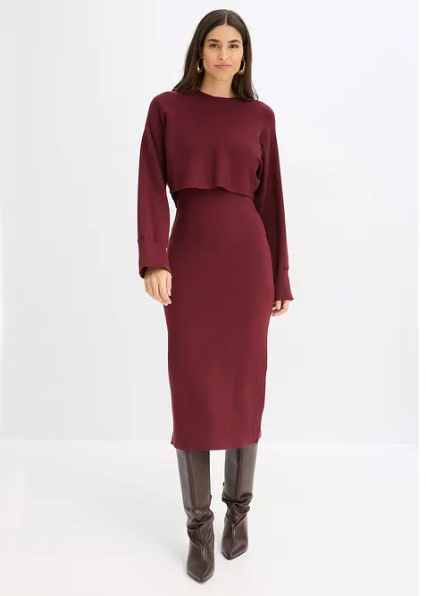 Abito in maglia e maglione abbinato (set 2 pezzi), bonprix