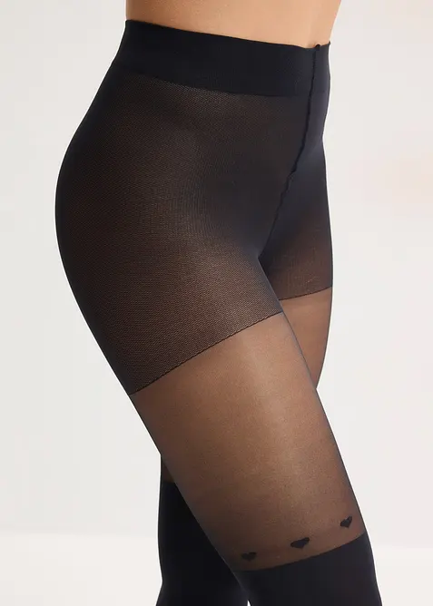 Collant effetto parigina con cuoricini 70 den, bonprix