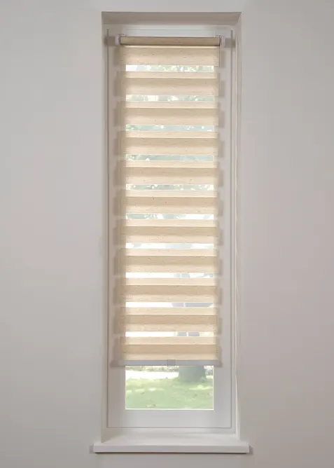 Tenda a rullo doppia effetto lino senza cordicella, bonprix