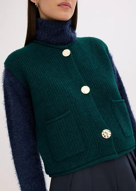 Gilet in maglia con bottoni decorativi, bonprix