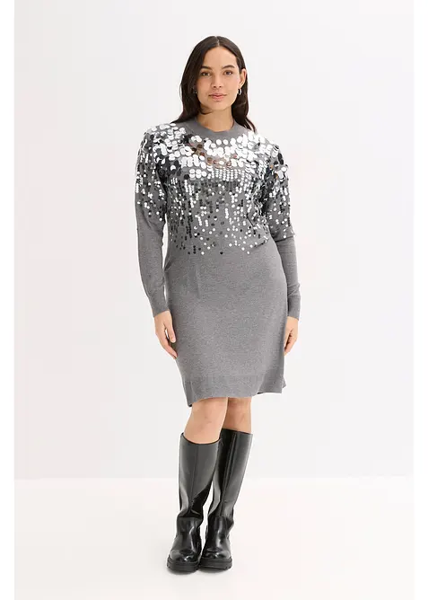 Abito in maglia con paillettes, bonprix