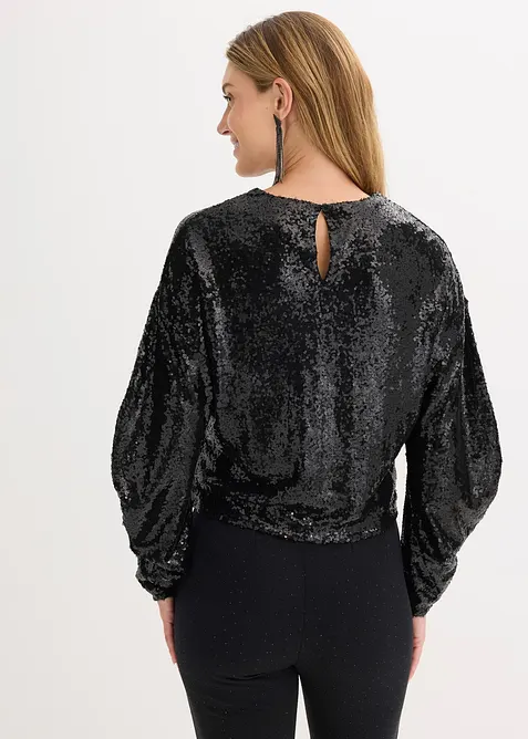 Maglia a maniche lunghe con paillettes, bonprix