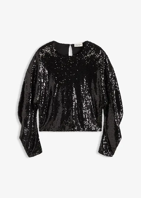 Maglia a maniche lunghe con paillettes, bonprix