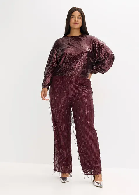 Maglia a maniche lunghe con paillettes, bonprix