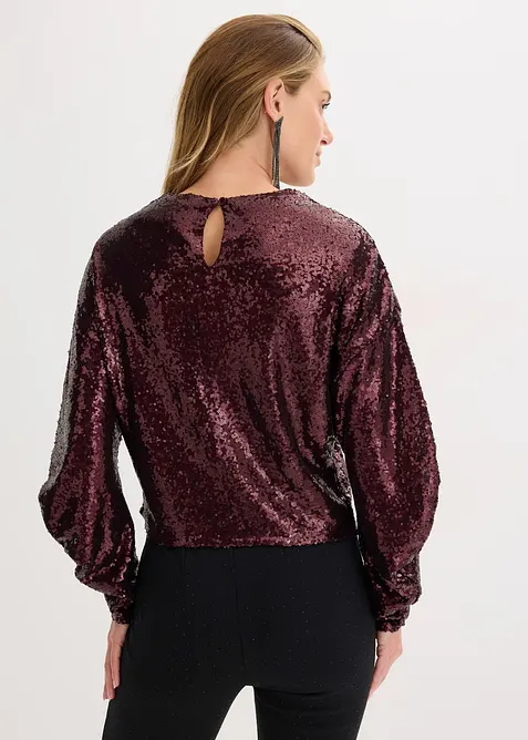 Maglia a maniche lunghe con paillettes, bonprix