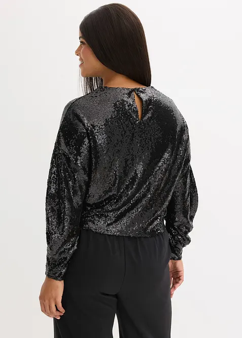 Maglia a maniche lunghe con paillettes, bonprix