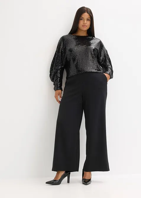 Maglia a maniche lunghe con paillettes, bonprix