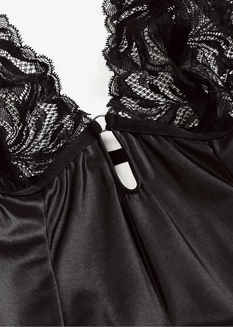 Body effetto bagnato con reggicalze rimovibile, bonprix