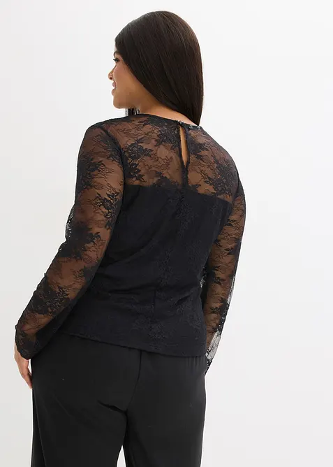 Maglia a maniche lunghe in pizzo raffinato, bonprix