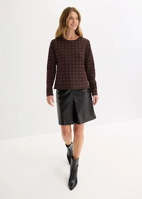 Maglia a maniche lunghe con strass, bonprix