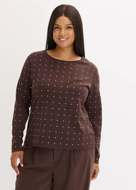 Maglia a maniche lunghe con strass, bonprix