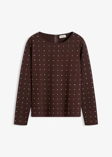 Maglia a maniche lunghe con strass, bonprix
