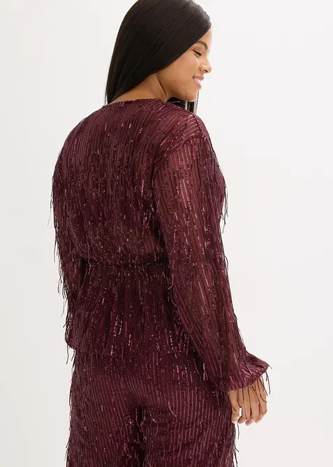 Blusa con paillettes e frange, bonprix